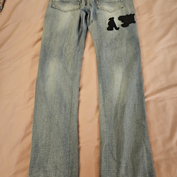 Amiri Jeans Mens Size 32  Vintage Distressed Leather Patches - Picture 5 of 7